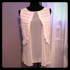 Sheer tank with ruffled front detail
